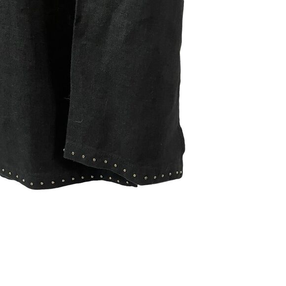 In the Wash Black Studded Linen Long Sleeve Blouse Made in Moldova - Picture 5 of 6